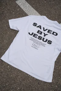 Saved By Jesus Oversize Unisex majica – Bijela